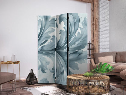 Room Divider - Stone Baroque Ornaments in Light Shades of Gray and Blue