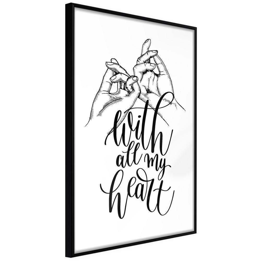 Typography Framed Art Print - United With Love-artwork for wall with acrylic glass protection