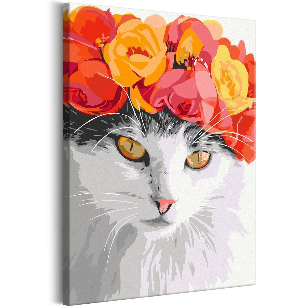 Start learning Painting - Paint By Numbers Kit - Flowery Cat - new hobby