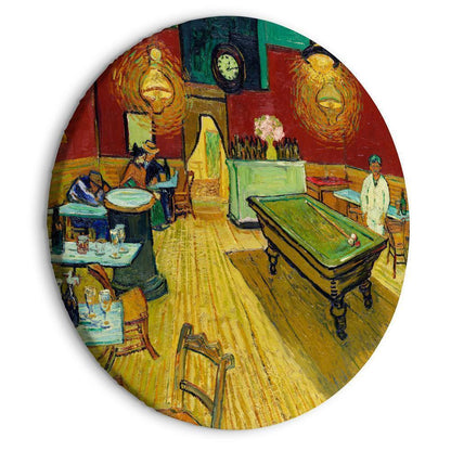 Circle shape wall decoration with printed design - Round Canvas Print - The Night Café (Vincent van Gogh) - ArtfulPrivacy