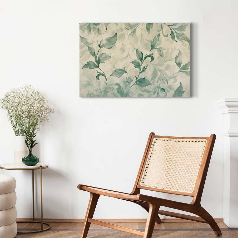 Canvas Print - Watercolor Botanical Motif Delicate Green-Beige Leaves