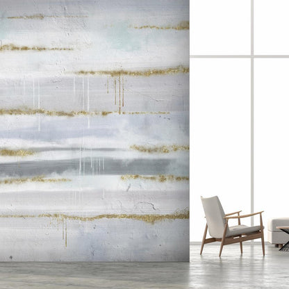Wall Mural - Modernist background - abstract stripes pattern with gold patterns-Wall Murals-ArtfulPrivacy