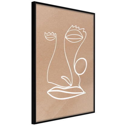 Abstract Poster Frame - Line Art Face-artwork for wall with acrylic glass protection