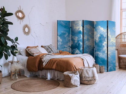 Room Divider - Ocean in the Air: Undulating Clouds Reflecting Morning Light- A 5 Panel Folding Screen For Living rooms, bedrooms or home office, decorative folding screen made with wood and canvas