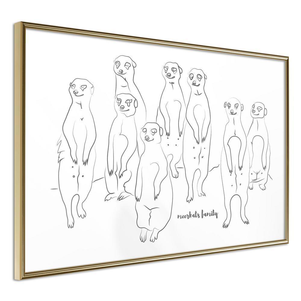 Black and White Framed Poster - Meerkat Lookout-artwork for wall with acrylic glass protection