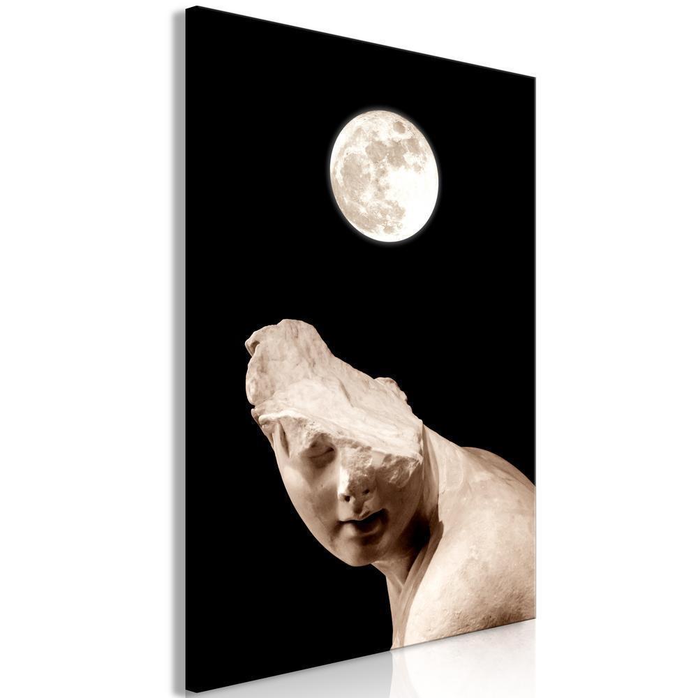 Canvas Print - Moon and Statue (1 Part) Vertical-ArtfulPrivacy-Wall Art Collection