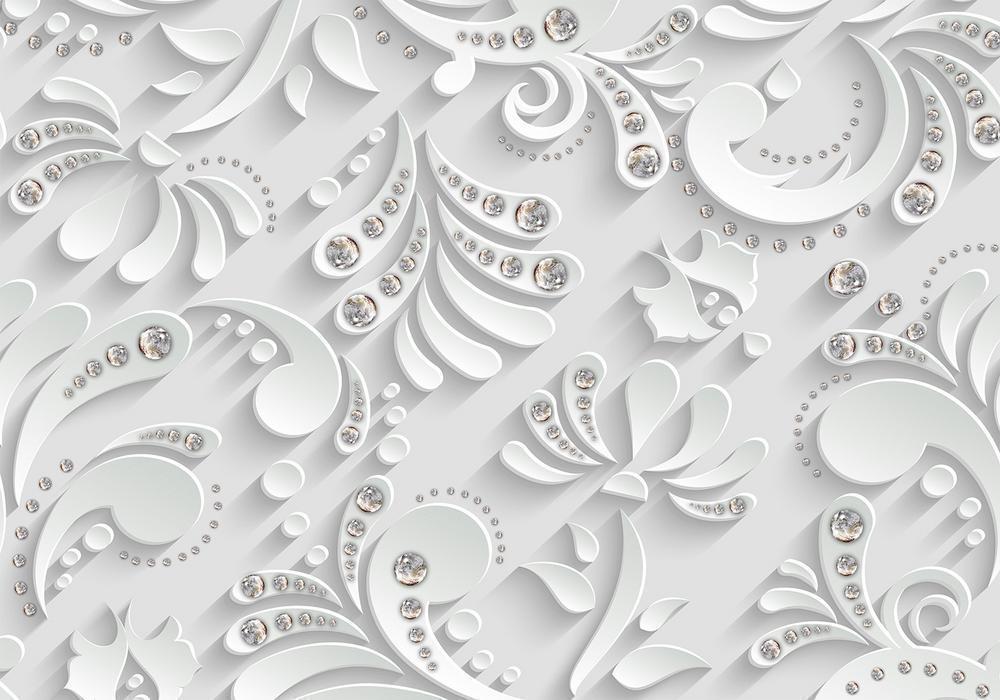 Wall Mural - Flowers with Crystals-Wall Murals-ArtfulPrivacy