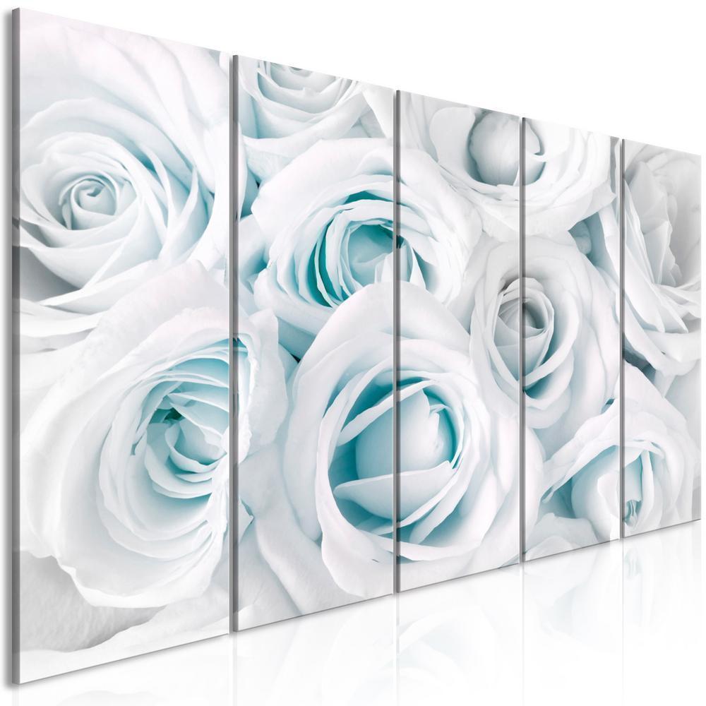 Canvas Print - Satin Rose (5 Parts) Narrow Turquoise-ArtfulPrivacy-Wall Art Collection