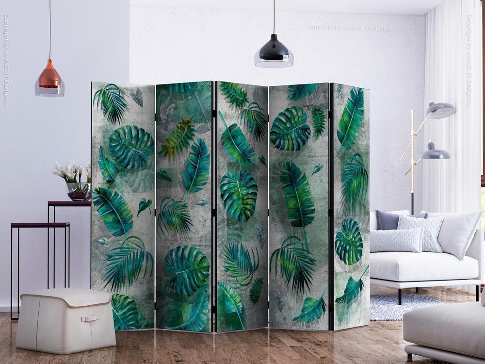 Decorative partition-Room Divider - Modernist Jungle II-Folding Screen Wall Panel by ArtfulPrivacy