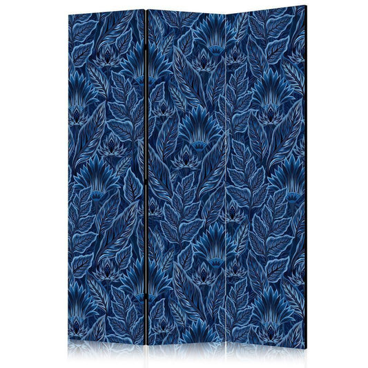 Room Divider - Dense Vegetation - Botanical Patterns in Illustrative Style Blue