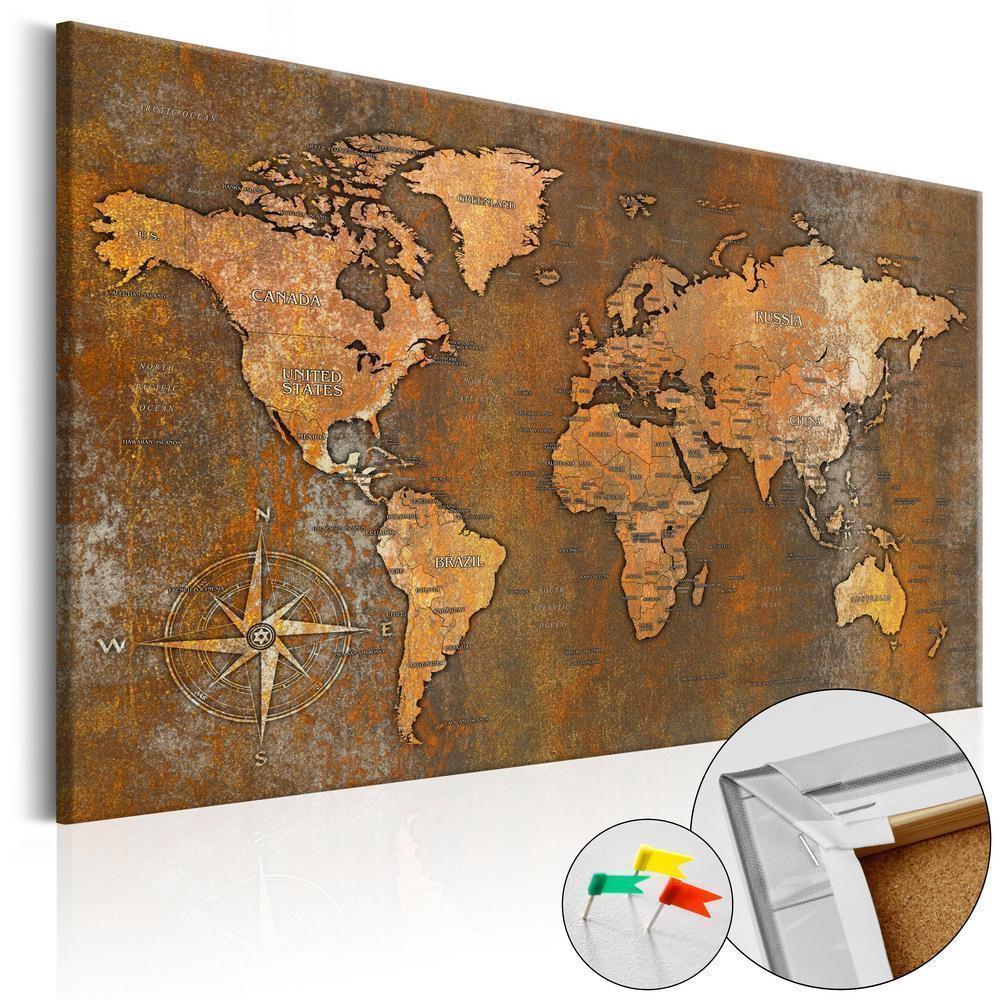 Cork board Canvas with design - Decorative Pinboard - Rusty World-ArtfulPrivacy