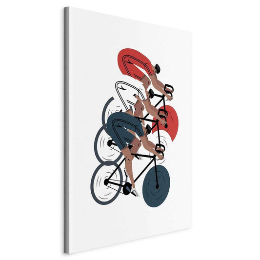 Canvas Print - Cycling Race Competitors on a Light Background - Illustration