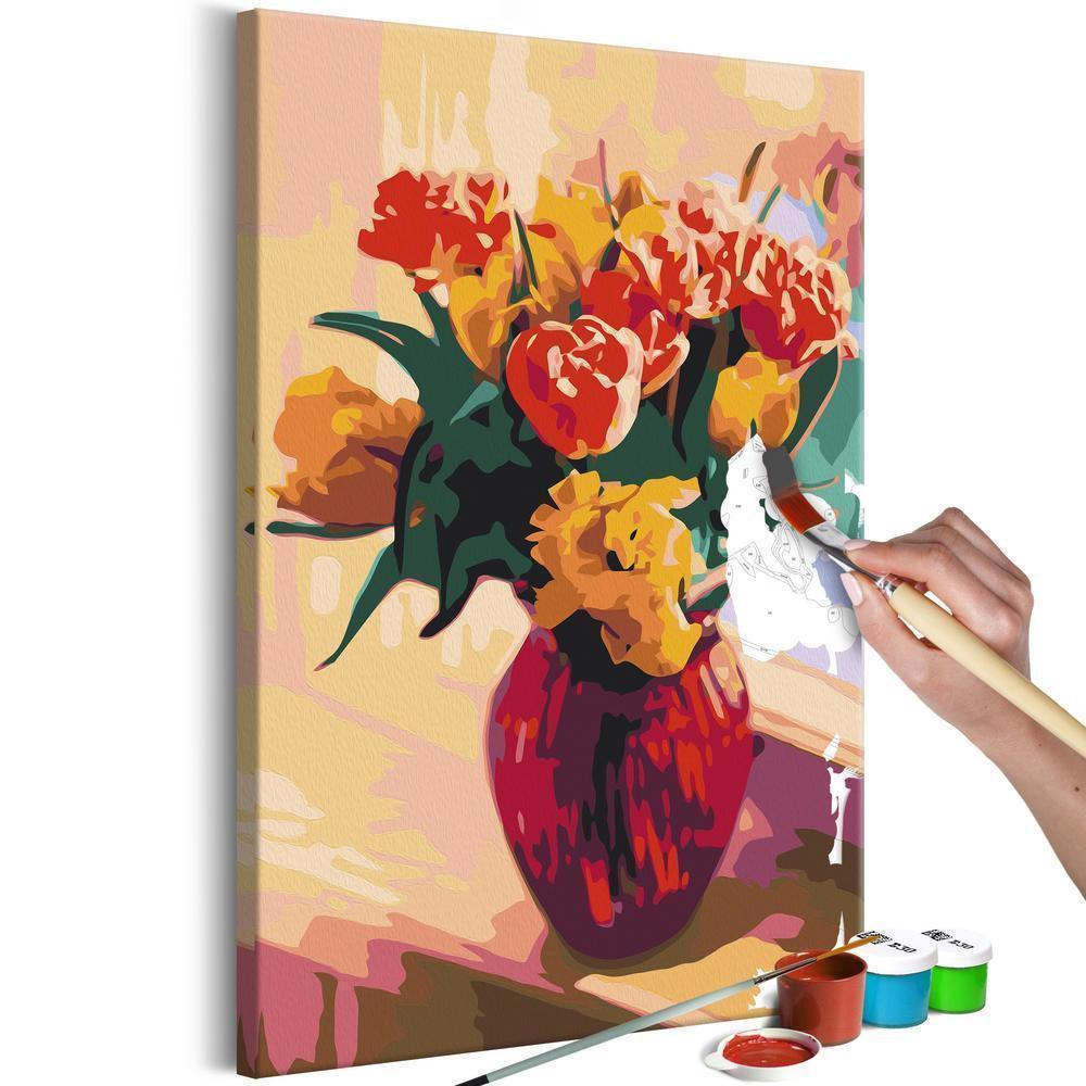 Start learning Painting - Paint By Numbers Kit - Tulips in Red Vase - new hobby