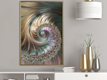 Abstract Poster Frame - Iridescent Spiral-artwork for wall with acrylic glass protection