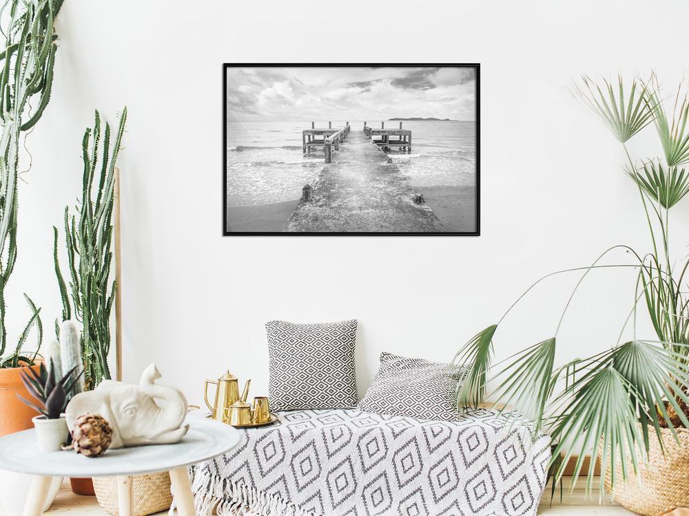 Seascape Framed Poster - Old Pier-artwork for wall with acrylic glass protection