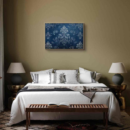 Canvas Print - Retro Ornament Decorative Motif in Worn Blues