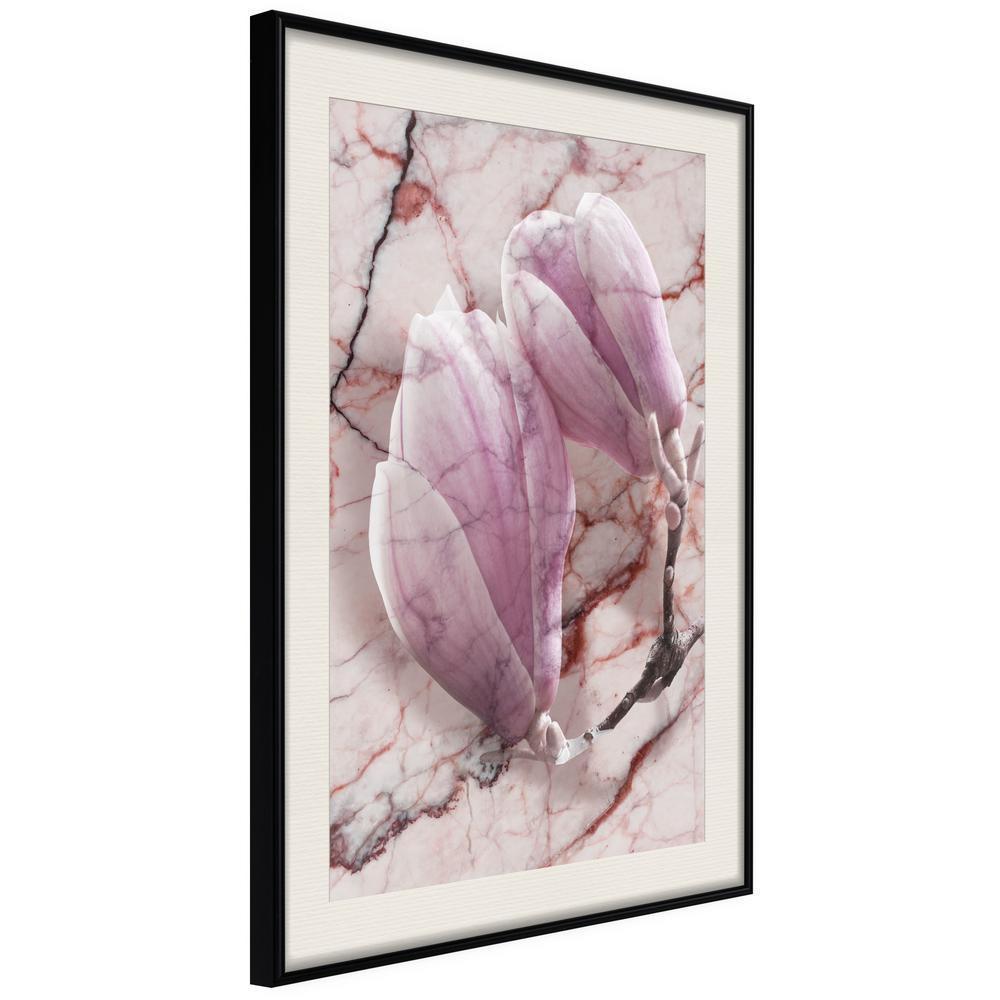 Botanical Wall Art - Magnolia on Marble Background-artwork for wall with acrylic glass protection