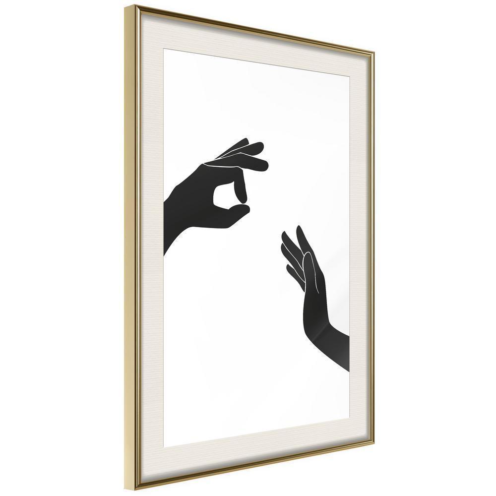 Black and White Framed Poster - Language of Gestures I-artwork for wall with acrylic glass protection