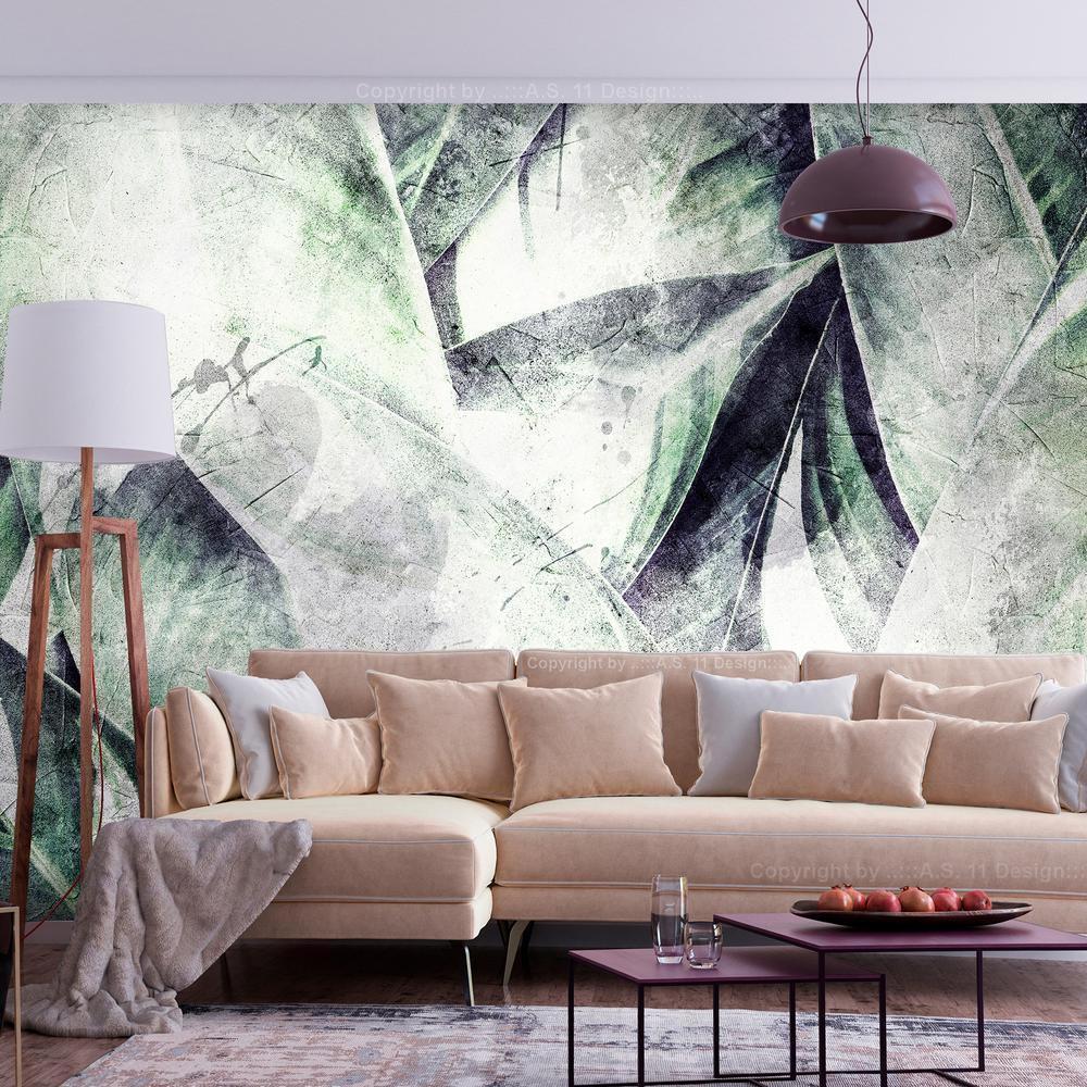 Wall Mural - Eclectic jungle - plant motif with exotic leaves with texture-Wall Murals-ArtfulPrivacy