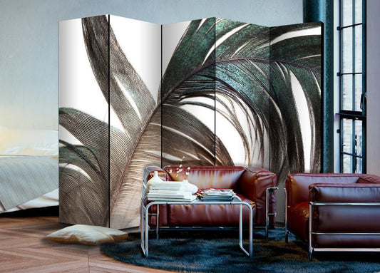 Decorative partition-Room Divider - Beautiful Feather II-Folding Screen Wall Panel by ArtfulPrivacy