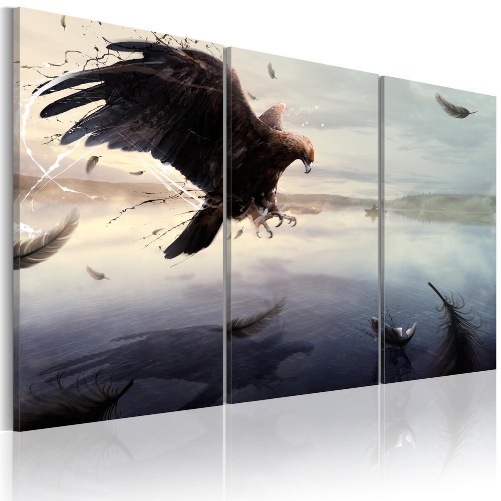 Canvas Print - Eagle above the surface of a lake-ArtfulPrivacy-Wall Art Collection