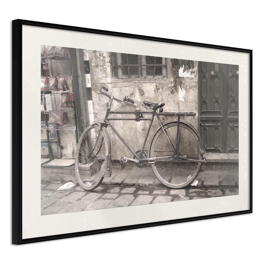 Typography Framed Art Print - Old Bicycle-artwork for wall with acrylic glass protection