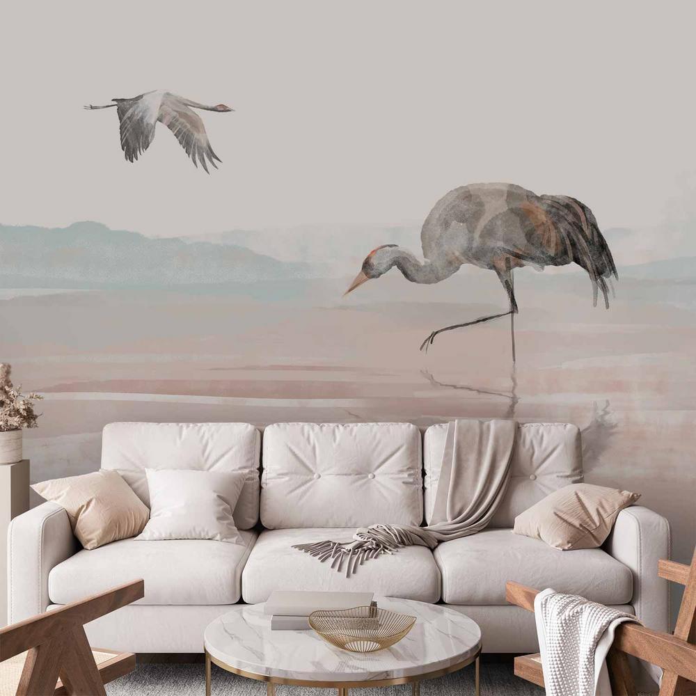 Wall Mural - Cranes Over the Water