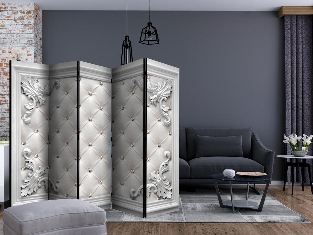 Room Divider - Quilted Leather II- A 5 Panel Folding Screen For Living rooms, bedrooms or home office, decorative folding screen made with wood and canvas