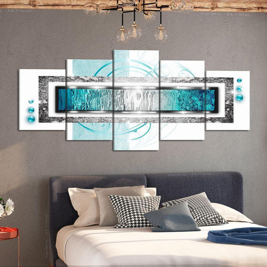Canvas Print - Turquoise blizzard (5 Parts) Wide-ArtfulPrivacy-Wall Art Collection