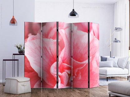 Decorative partition-Room Divider - Pink azalea flowers II-Folding Screen Wall Panel by ArtfulPrivacy