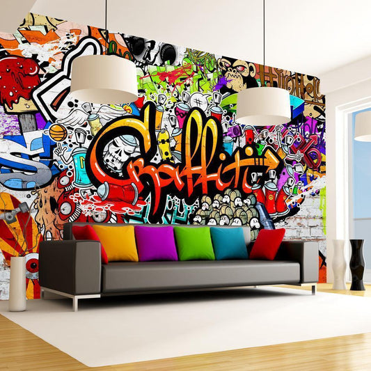 Wall Mural - Colorful Graffiti-Wall Murals-ArtfulPrivacy