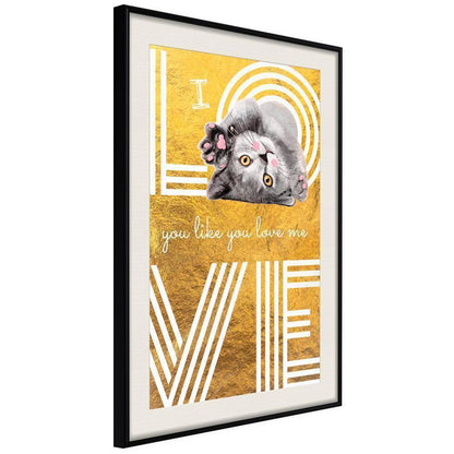 Typography Framed Art Print - Cat Love-artwork for wall with acrylic glass protection