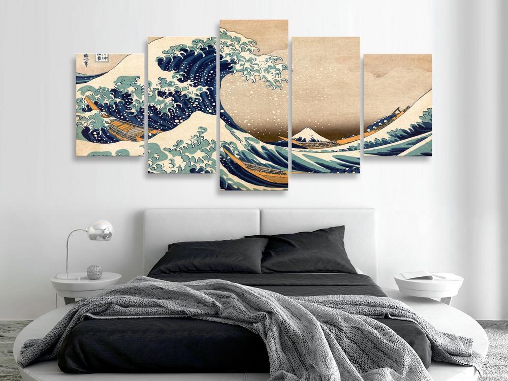 Canvas Print - The Great Wave off Kanagawa (5 Parts) Wide-ArtfulPrivacy-Wall Art Collection