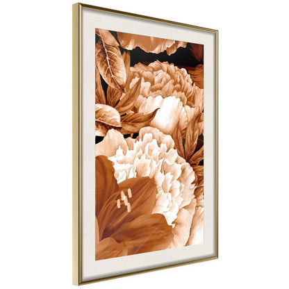 Autumn Framed Poster - Peonies in Sepia-artwork for wall with acrylic glass protection