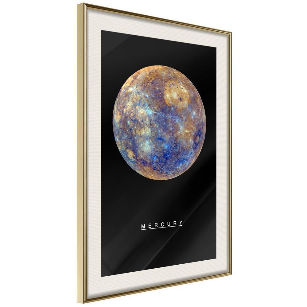 Framed Art - The Solar System: Mercury-artwork for wall with acrylic glass protection