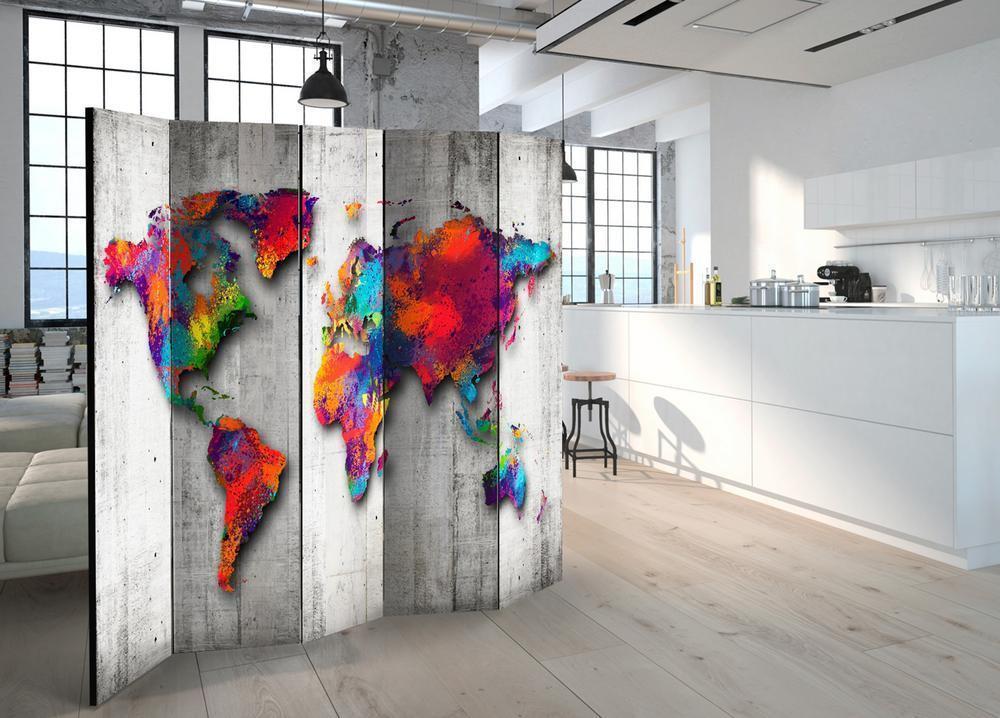 Decorative partition-Room Divider - Concrete World-Folding Screen Wall Panel by ArtfulPrivacy