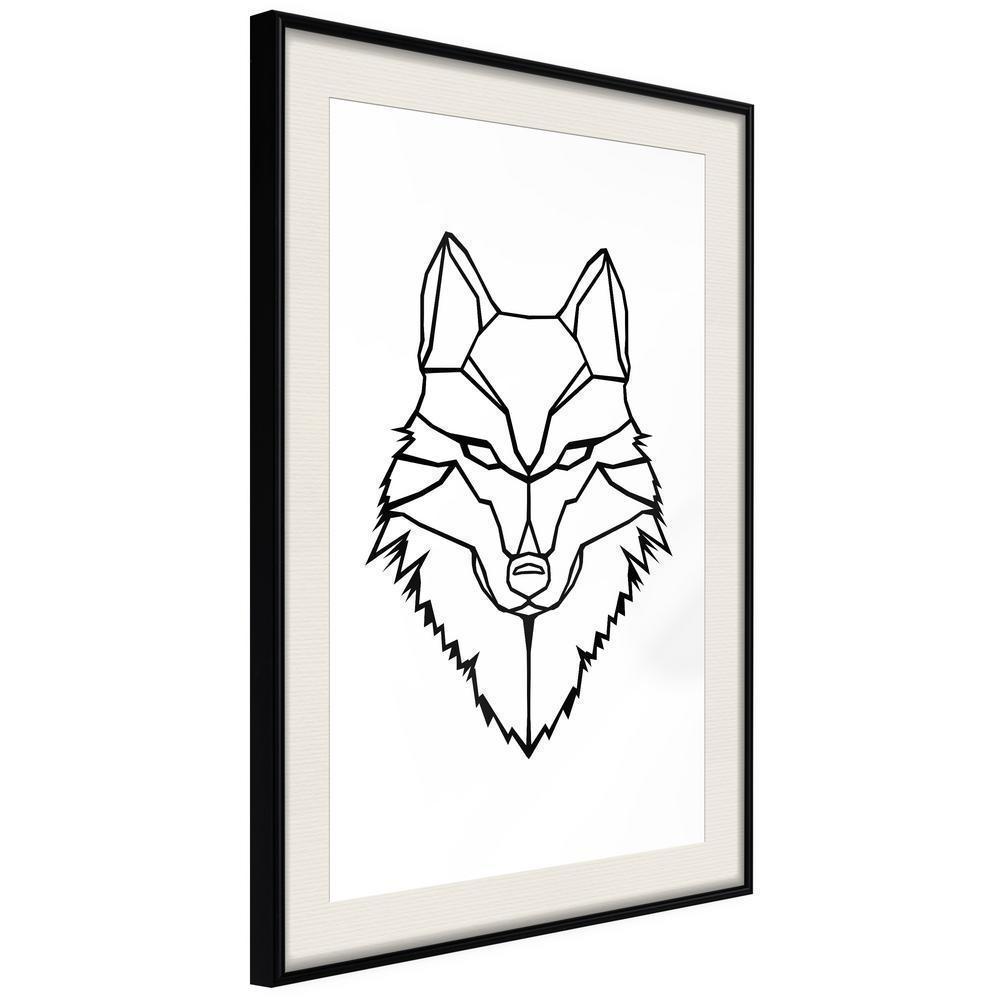 Black and white Wall Frame - Wolf Look-artwork for wall with acrylic glass protection