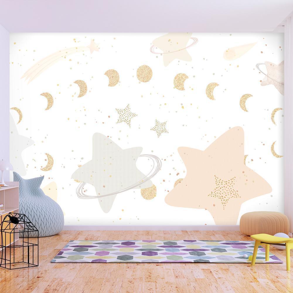 Wall Mural - Phases of the Moon Among Stardust-Wall Murals-ArtfulPrivacy