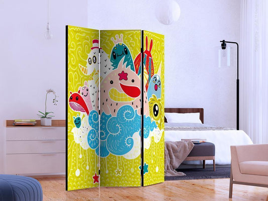 Decorative partition-Room Divider - Happy Creatures-Folding Screen Wall Panel by ArtfulPrivacy