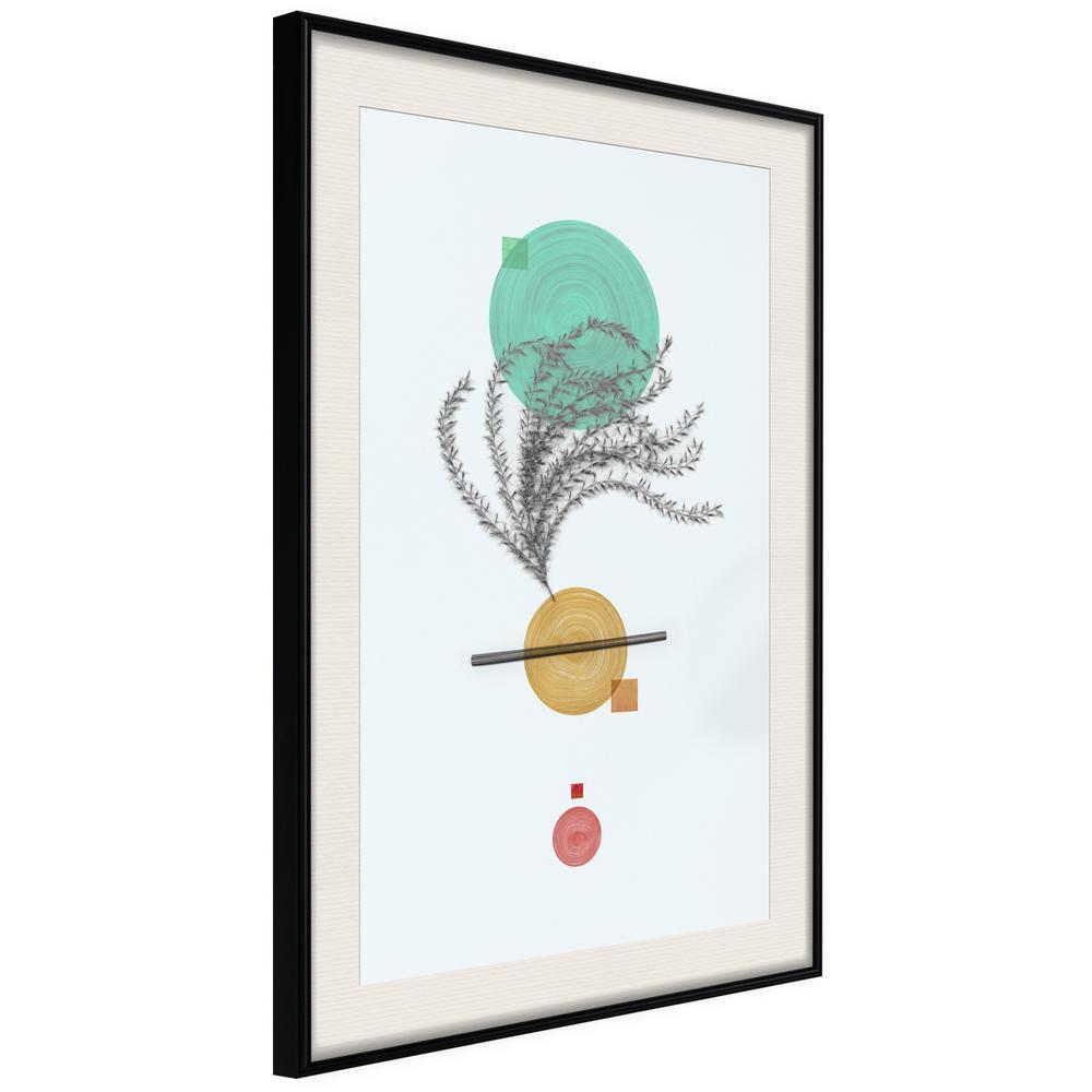 Abstract Poster Frame - Geometric Installation with a Plant-artwork for wall with acrylic glass protection
