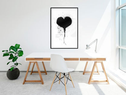 Black and White Framed Poster - Graffiti Heart-artwork for wall with acrylic glass protection