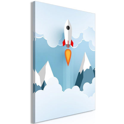 Canvas Print - Rocket in the Clouds (1 Part) Vertical-ArtfulPrivacy-Wall Art Collection