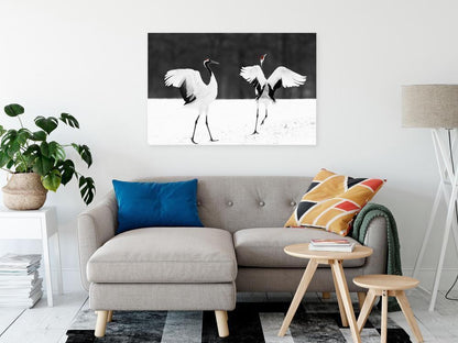Canvas Print - Dancing Cranes (1 Part) Wide-ArtfulPrivacy-Wall Art Collection