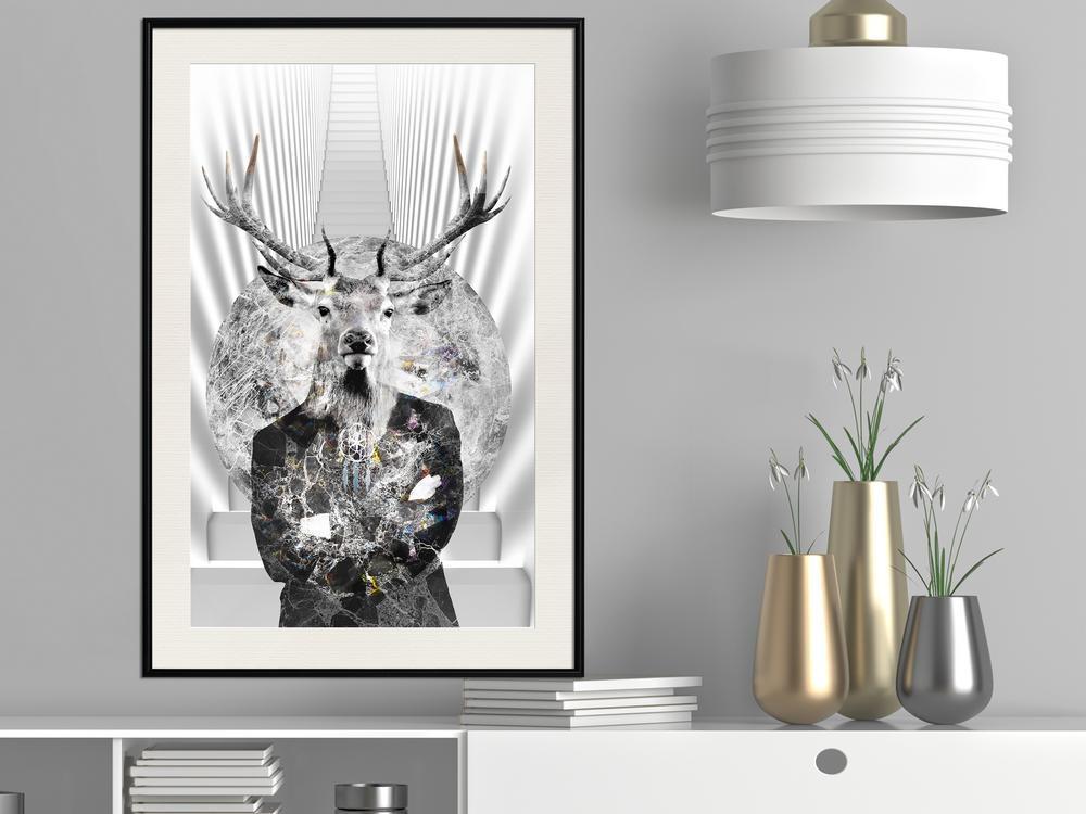 Black and White Framed Poster - Herd Leader-artwork for wall with acrylic glass protection