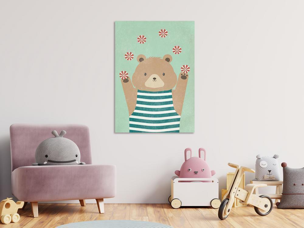 Canvas Print - Juggling Bear (1 Part) Vertical-ArtfulPrivacy-Wall Art Collection