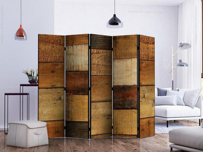 Decorative partition-Room Divider - Wooden Textures II-Folding Screen Wall Panel by ArtfulPrivacy