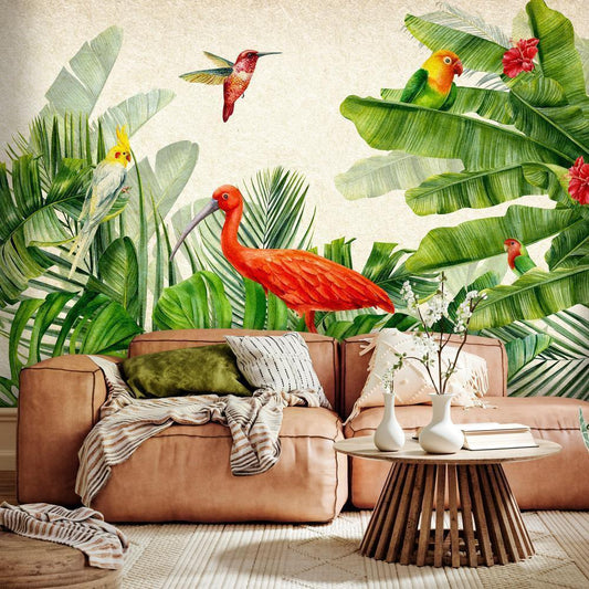 Wall Mural - Exotic Birds - Third Variant-Wall Murals-ArtfulPrivacy