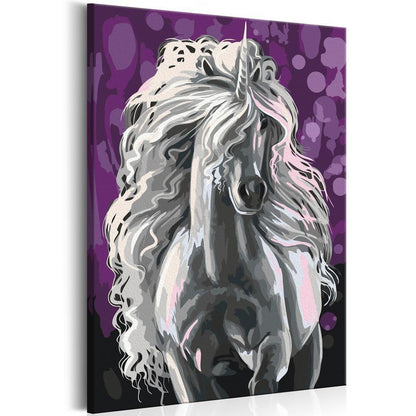 Start learning Painting - Paint By Numbers Kit - White Unicorn - new hobby