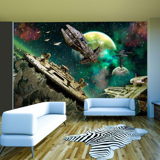 Wall Mural - Space fleet-Wall Murals-ArtfulPrivacy