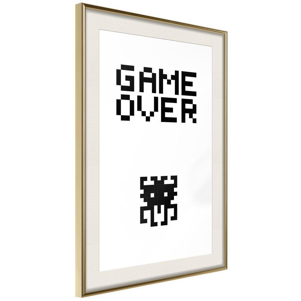 Typography Framed Art Print - Game Over-artwork for wall with acrylic glass protection